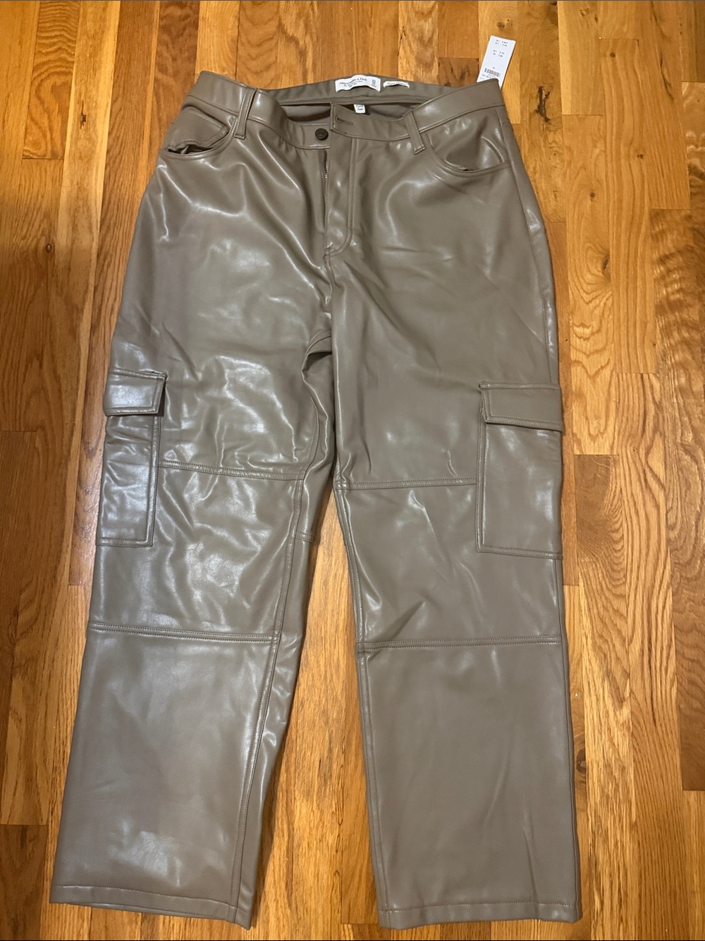 Abercrombie & Fitch Faux Leather Cargo Pants — Taupe